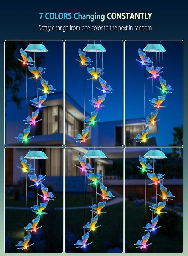 فراشة تعمل بالطاقة الشمسية هدية للأمهات والفتيات، أجراس رياح متغيرة الألوان لعيد الميلاد للاستخدام الخارجي، أضواء زينة خارجية تعمل بالطاقة الشمسية للحديقة والفناء والشرفة والنافذة، زينة عيد الميلاد، هدية للنساء - Image 5